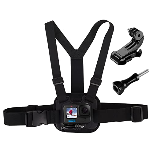 Suptig Chest Mount, Adjustable Chest Strap, Breathable Material Compatible for Gopro Hero 11 Hero 10 Hero 9 Hero 8 Hero 7 Hero 5 Hero 4 Hero 3, AKASO, DJI osmo and More Action Cameras (Black)