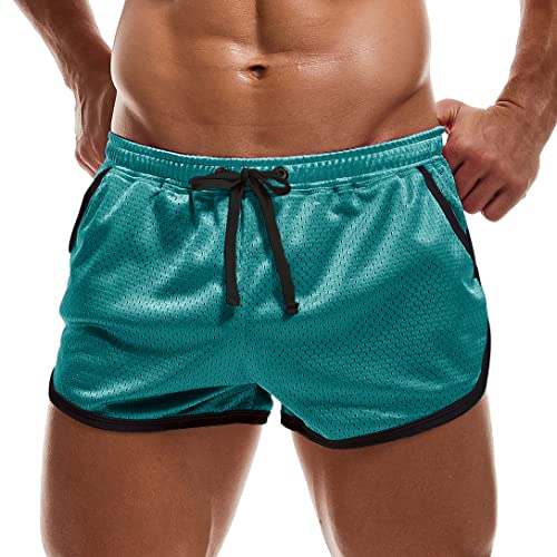AIMPACT Mens Mesh 3 Inch Booty Shorts Sexy Side Split Workout Running Shorts - Lakeblue - X-Large