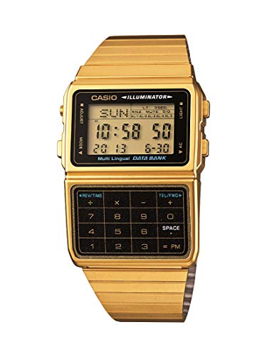 Casio Men's Silver Tone 25 Memory Calculator Databank Watch - Gold