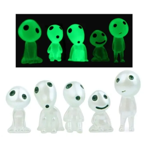 5 Pcs/lot Princess Mononoke Luminous Tree Elves Spirit Kodama Gardening Potted Decoration Micro Landscape Figures Ornament