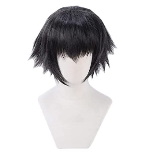 Bokerom Anime Lady Cosplay Wig For Devil May Cry, Short Black Wig Role Play Wigs With Wig Cap, for Cosplay Halloween Party