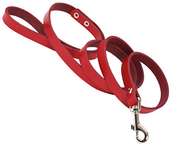 Dogs My Love Genuine Leather Classic Dog Leash 4 Ft Long 9 Sizes (XXSmall (Width: 8mm - 0.3"), Red) - XXSmall (Width: 8mm - 0.3") - Red