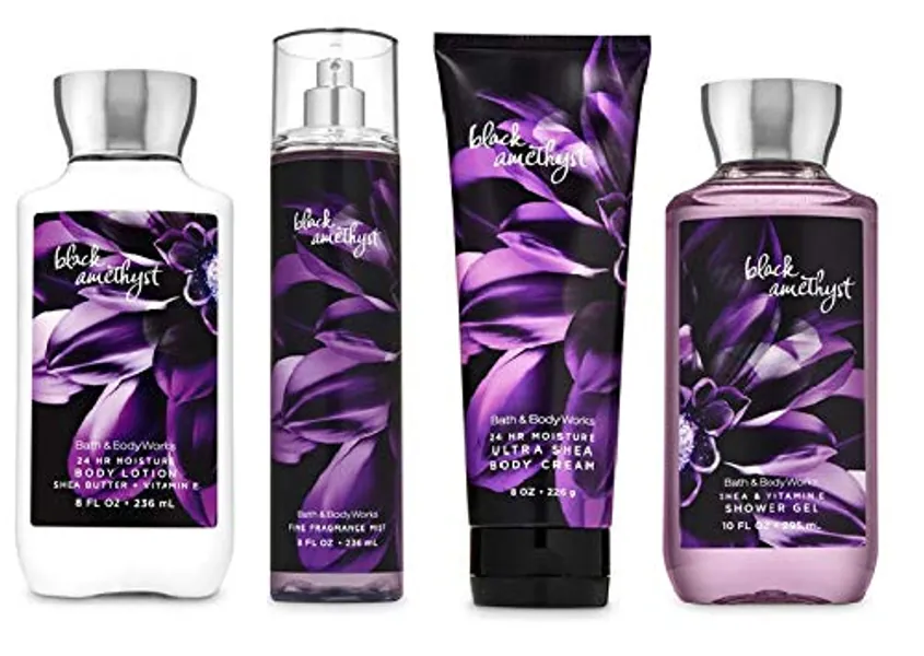 Bath and Body Works NEW 2019 Black Amethyst - Deluxe Gift Set Body Lotion - Body Cream - Fragrance Mist and Shower Gel - Full Size