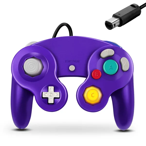Gamecube Controller, Fiotok Classic Wired Controller for Wii Nintendo Gamecube (Purple)