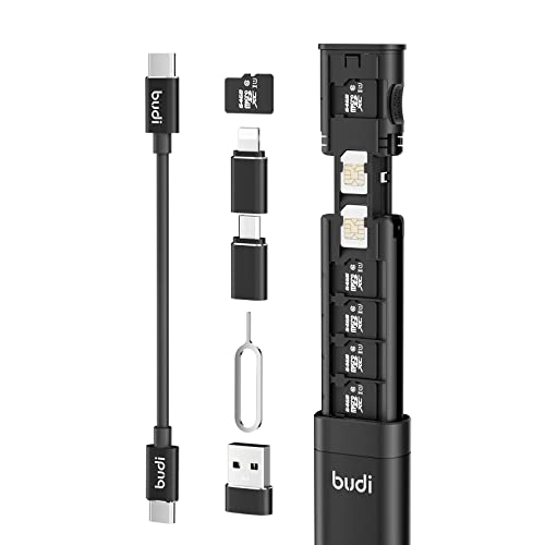 BUDI Multifunctional 9 in 1 Data Cable with USB Type-C Card Reader Micro SD Memory Card high-Speed Card Reader Adapter Suitable for Mobile Phone Cameras and Computers