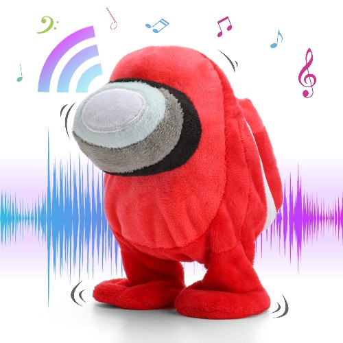 7 Inch Talking Plush Toys, Walking Singing Plushies Repeat What You Say, Cute Bulging Eyes Figure Gifts for Game Fans and Kids Birthday Christmas Party Supplies (Red)