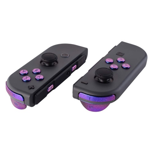 eXtremeRate Purple Blue Chameleon Glossy Replacement ABXY Direction Keys SR SL L R ZR ZL Trigger Buttons and Springs, Full Set Buttons with Tools for Nintendo Switch Joycon & Switch OLED Joy con