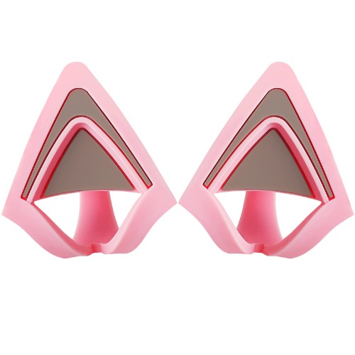 WeThinkeer Pink Kitty Ears for Headsets, Lovely Attachable Accessory for Headphones, Adjustable Straps, Universal Fit, Sturdy and Washable, Great Xmas Gift for Your Family and Friends - 