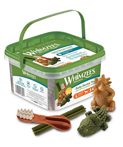 WHIMZEES By Wellness Variety Box, Mixed Shapes, Natural and Grain-Free Dog Chews, Dog Dental Sticks for Large Breeds, 14 Pieces, Size L