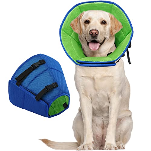 Kuoser Dog Cone Collar, Soft Cones After Surgery, Protective Recovery Collars For Dogs, Adjustable Buster Neck Collar Surgery Puppy Quick Healing Anti-Bite, Blue, XL---Neck:42-55cm/16.5-21.6in - XL---Neck:42-55cm/16.5-21.6in - Blue