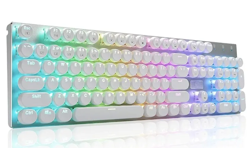 Amazon.com: HUO JI E-Yooso Z-88 Typewriter Style Mechanical Gaming Keyboard USB Wired, Programmable RGB Backlit, Blue Switches - Clicky, Software Supported, Retro 104 Keys for Mac, PC, White : Video Games