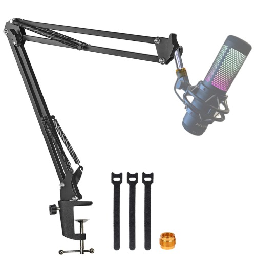 Boom Arm For Hyperx Quadcast Microphone, Adjustable Suspension Mic Scissor Stand, For Studio Recording & Broadcasting Compatible with Hyper X QuadCast S Mic By YUZUHOME - Black Boom Arm