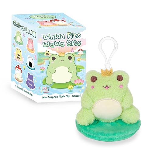 Cuddle Barn PlushGoals - Wawa Fits Wawa Sits Blind Box Series 1 | Super Soft Cute Kawaii Frog Collectible Plush Clip, 3 inches - Wawa Fits Wawa Sits