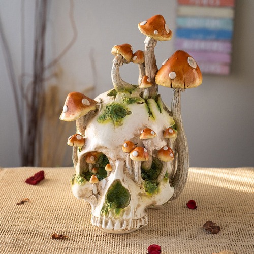 Large Skull With Mushrooms