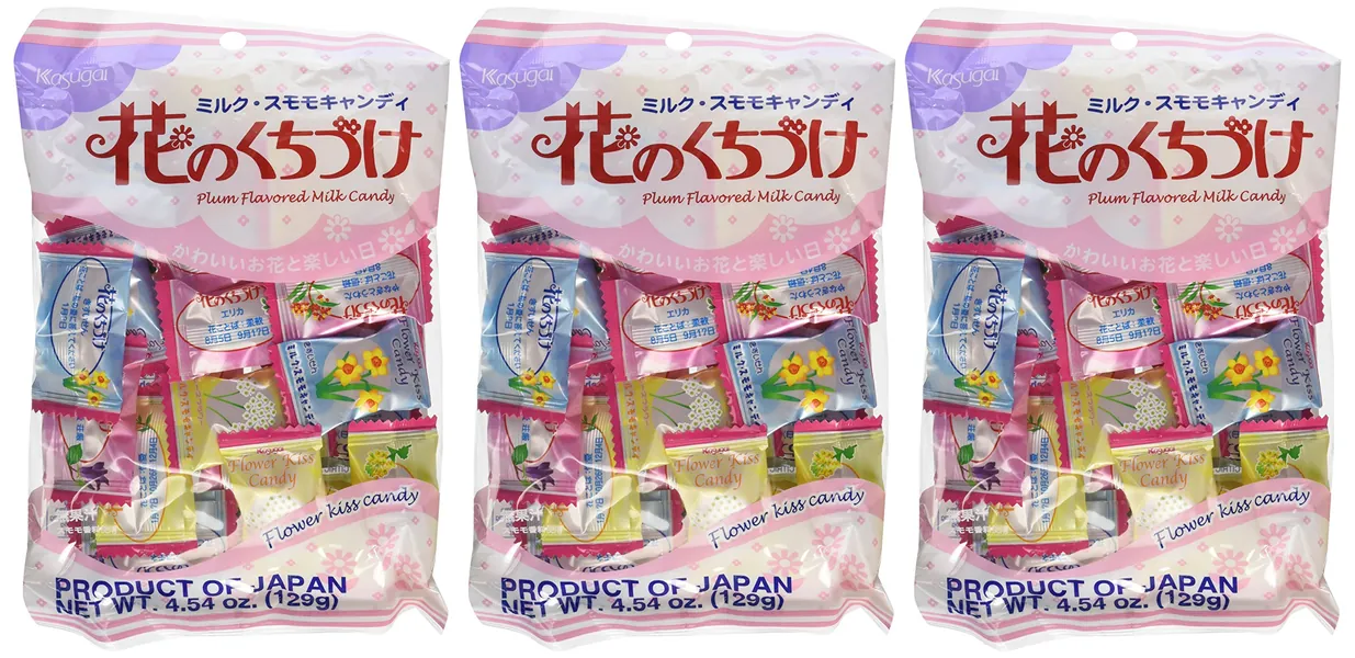 Kasugai Japanese Candy, Hana No Kuchizuke Flower Kiss, 4.54 -Ounce Bags (Pack of 3) - 4.54 Ounce (Pack of 3)