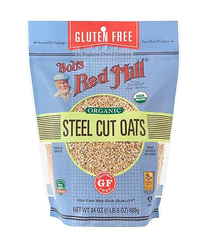 Bob's Red Mill Gluten Free Organic Steel Cut Oats, 24oz (Pack of 1) - Non GMO, Whole Grain, Vegan, Kosher - 24 Ounce (Pack of 1) - Resealable