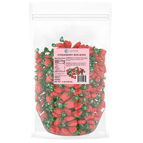 Arcor Strawberry Bon Bons by Cambie | 4 lbs of Strawberry Filled Hard Candy | Individually Wrapped Bon Bons | Deliciously Sweet Candy from Argentina (4 lb) - Strawberry - 4 Pound (Pack of 1)