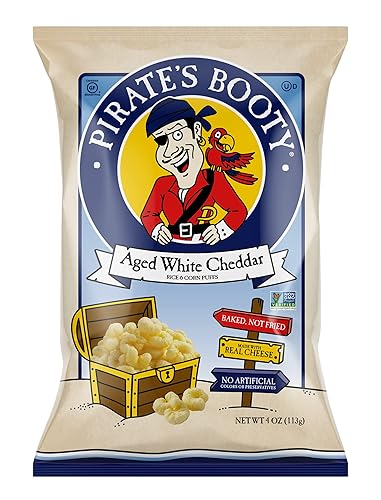 Pirate's Booty Aged White Cheddar Cheese Puffs, Gluten Free, Kids Snacks, 4oz Grocery Size Snack Bag - Cheddar-Cheese - 4 Ounce (Pack of 1)