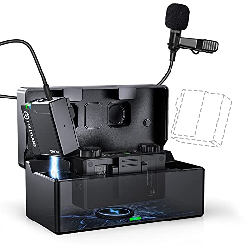 Hollyland lark150 Wireless Lavalier Microphone System 1 Transmitter & 1 Receiver Lapel mic for Vlogging Streaming YouTube go wirelessly on Camera Smartphone Tablet Wireless-Go-Mic Set