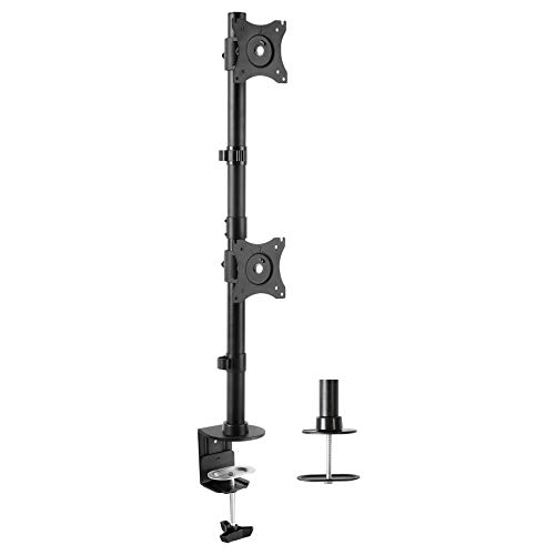 VIVO Dual Monitor Desk Mount Stand with Height Adjustment and VESA Plates for 2 LCD Ultrawide Screens up to 34 inches, Stacked Array, STAND-V002R - Black
