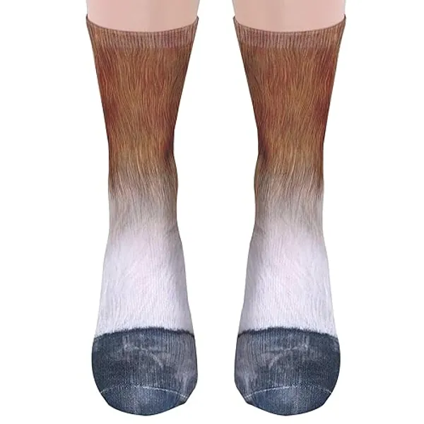 Cantustime Lustige 3D Socken Herren Damen Coole Verrückte Funny Socks - Witzige Vatertag Weihnachten Geschenkideen Für Tierliebhaber - Horse-01