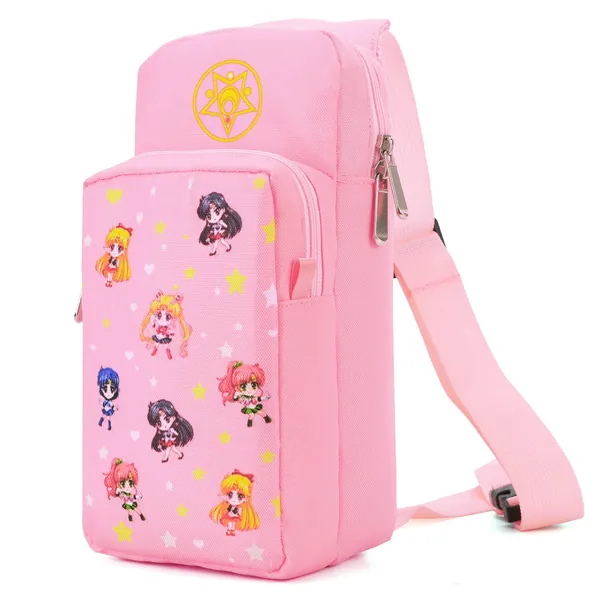 LightPro Cute Travel Bag for Nintendo Switch/OLED/Lite, Portable Shoulder Crossbody Sling Carrying Storage Backpack for NS Consolo, Charging Dock, Joy-Cons, Girls, Women - Sailor Moon - 