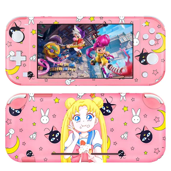 DLseego Switch Lite Skin Cute Girl Pattern Full Wrap Skin Protective Film Sticker Compatible with Nintendo Switch Lite-Pink - Pink