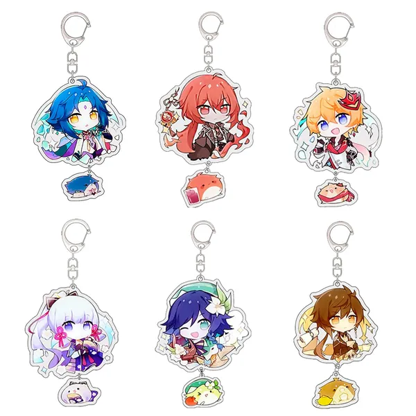6Pcs Anime Keychain,Acrylic Cute Keychain Anime Figure Keychains Cute Phone Accessory - 6pcs