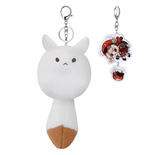 Dodoco Keychain and Genshin Klee Keychain 2Pcs, Plush Doll Plushie Stuffed Cosplay Props Keychains - 