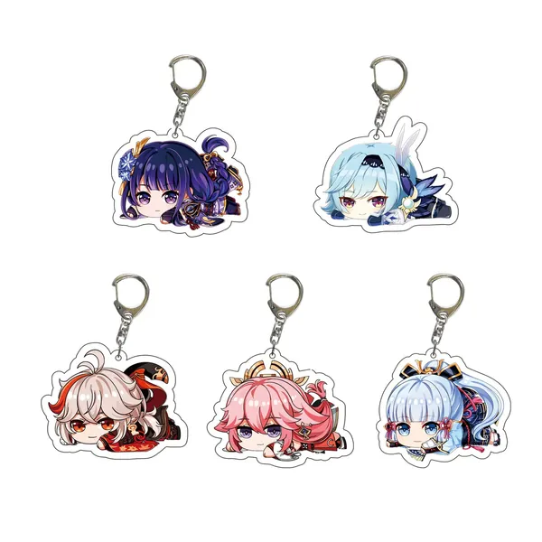 Anime Keychains 5Pcs Set Acrylic Kawaii Figure Pendant for Genshin Impact Fans - Genshin Impact Style3