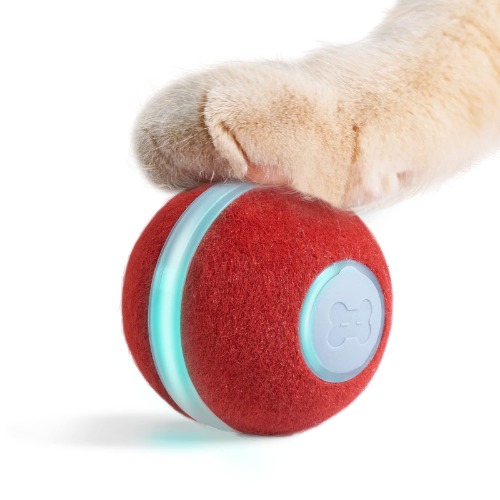 Cheerble Mini Ball 2.0 - intelligente interactieve automatisch rollende bal voor katten - 3 spelmodi - kattenspeelgoed - USB oplaadbaar - kattenspeelgoed intelligent & elektrisch (rood)