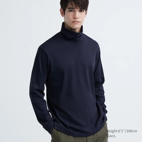 T-Shirt Soft Touch Kerah Turtle Lengan Panjang