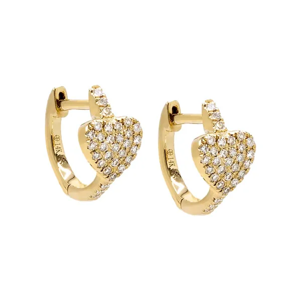 Diamond Pave Heart Huggie Earring 14K