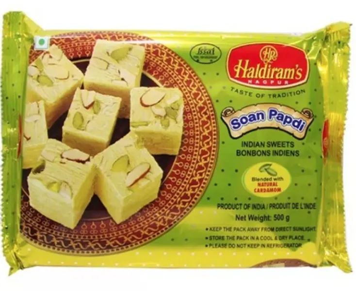 Haldiram's Soan Papdi With Cardamom - Traditional Sweet From India (250g) In Gold Pack
