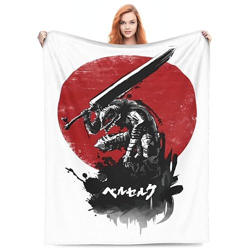 BiaoXing Anime Berserks Blanket Flannel Blanket Lightweight Fleece Blanket Warm Soft Throw Blanket Warmth Quilt for Sofa Bed Camping, Black - 80"x60"