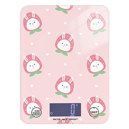 Food Scale Kitchen Scale Food Scales Digital Weight Grams and Ounces Small Electronic Food Scale for Baking Cooking Pink Bunny - Pink Bunny