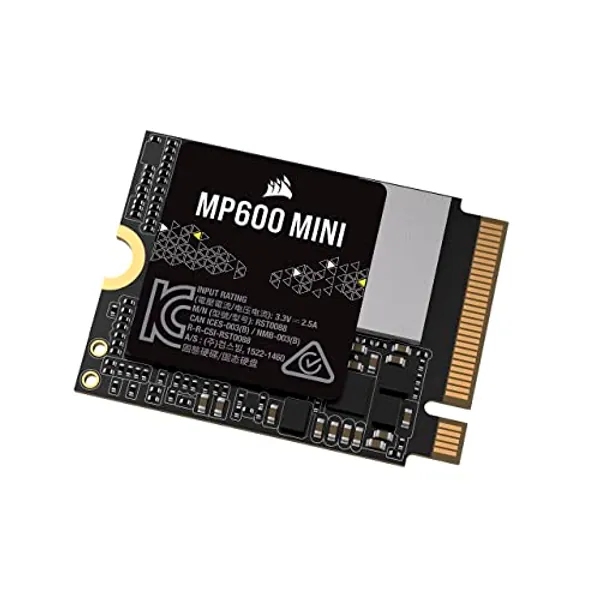 Corsair MP600 Mini 1TB M.2 NVMe PCIe x4 Gen4 2 SSD – M.2 2230 – Up to 4,800MB/sec Sequential Read – High-Density 3D TLC NAND – Great for Steam Deck and Microsoft Surface – Black
