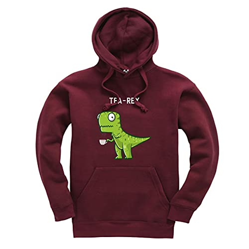 Tea Rex Unisex Hoodie Funny Cool Pullover Top - XXL - Burgundy