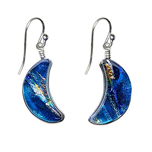 Blue Moon Dichroic Glass Earrings by Nickel Smart | Handcrafted in the USA
