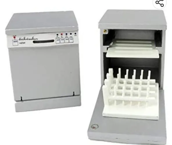 Melodu Jane Dollhouse Silver Dishwasher Modern 1:12 Scale Appliance Kitchen Furniture : Toys & Games