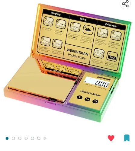 Shiny Digital Gram Scale 200g x 0.01, Chrome Rainbow Mini Scale for Food Ounces and Grams, Iridescent Plating Pocket Scale, Small Jewelry Scale, Travel Herb Scale, Backlit LCD, Auto-off, 6 Units, Tare: Home & Kitchen