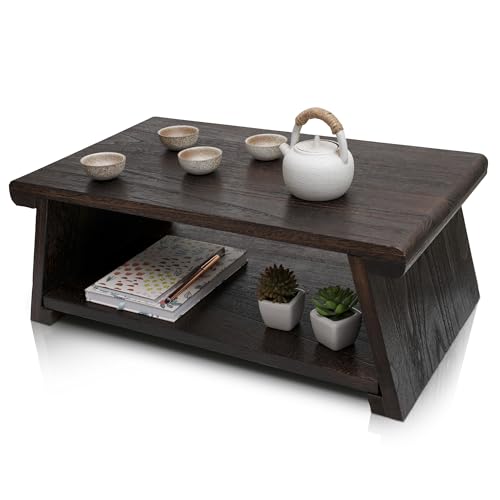 ENSO SENSORY Uji Meditation Table - Premium Japanese Altar Table & Shrine Stand - Tatami Chabudai Puja Folding Table - Low Tea Table for Sitting on The Floor -Sleek Finish, Lightweight Paulownia Wood - Tea table