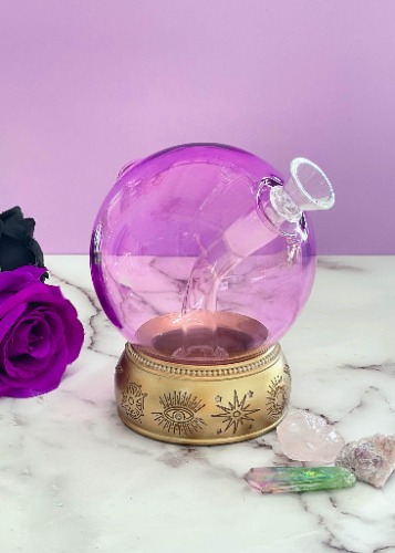 GOLD & PURPLE CRYSTAL BALL BONG