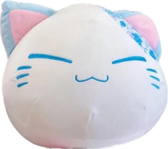 Squinty Cat Plushie (2 COLORS) - Blue / 16" / 40 cm
