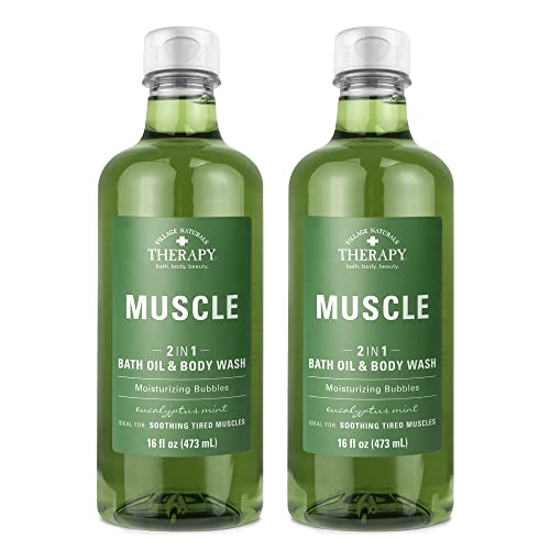 Village Naturals Aches and Pains Muscle Relief Foaming Bath Oil and Body Wash 16 oz. 2 pack, green, Green, 16 oz
