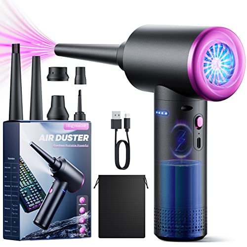 Compressed air Duster - 3 Gear Adjustable 100000RPM Electric air Duster with LED Light, Cordless air Blower for Computer Keyboard Car Cleaning Kit 9000mAh Rechargeable Dust Remover
