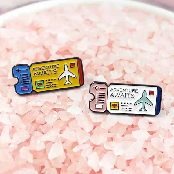 Adventure Awaits Air Ticket Enamel Lapel Pin enamel pins set enamel pins lapel pins hard enamel pins cute enamel birthday pins Gift for her