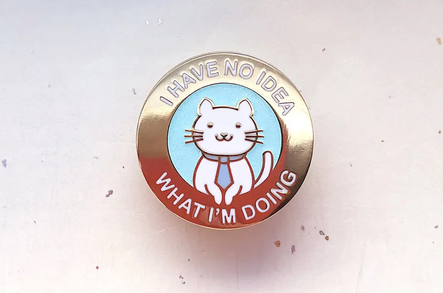 I Have No Idea What I'm Doing Office Cat Enamel Pin