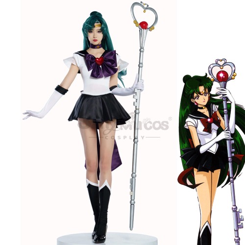【In Stock】Anime Sailor Moon SuperS Cosplay Sailor Pluto Setsuna Meiou Battle Suit Cosplay Costume Premium Edition - S