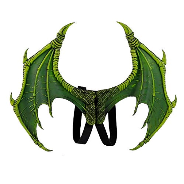BaronHong Halloween Mardi Gras Costume Cosplay Demon Dragon Wings for Adult Kid(green,M)